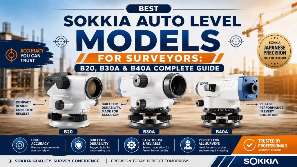 Sokkia auto level B20 B30A and B40A comparison with magnification accuracy and specifications